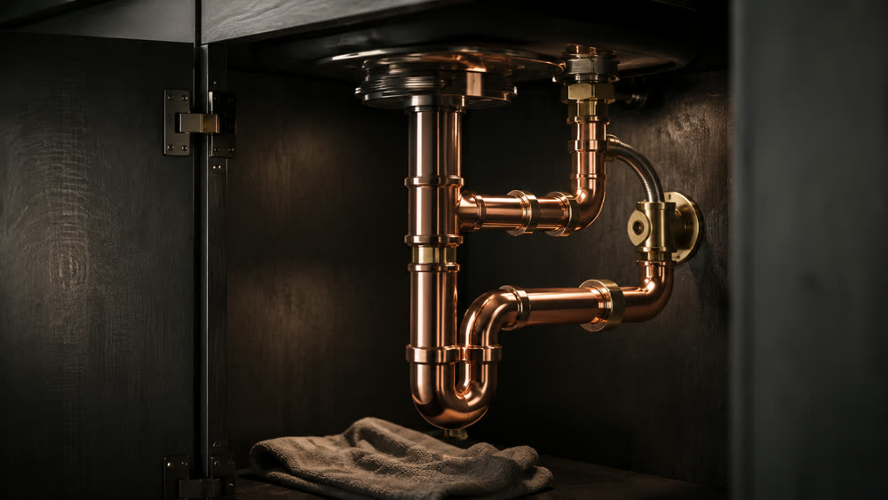 Copper under-sink plumbing
